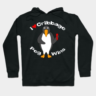 Cribbage Peg Wins White Text Hoodie